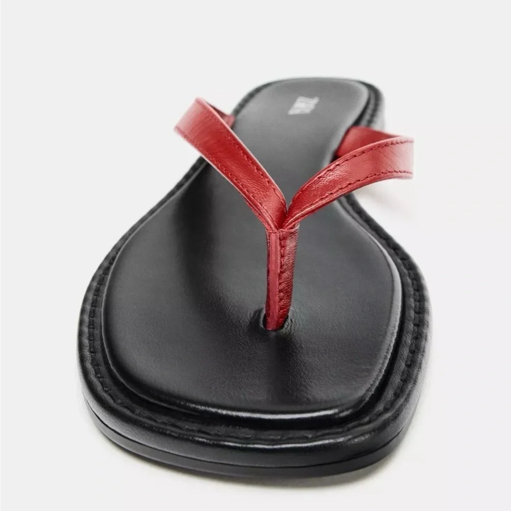 Zara Red Women's Thong Sandal - Picture 3 of 3